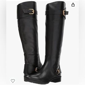 Sam Edelman Portman knee high riding boots size 7.5 black with gold buttons